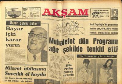 Akşam Gazetesi 7 Kasım 1965 - Celal Bayar İçin Karar Yarın GZ97807 - 1