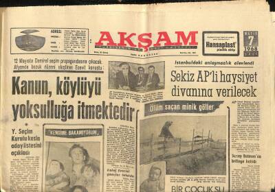 Akşam Gazetesi 7 Mayıs 1968 - Seydişehir Barajını Sovyetler Birliği İnşa Edecek GZ118130 - 1