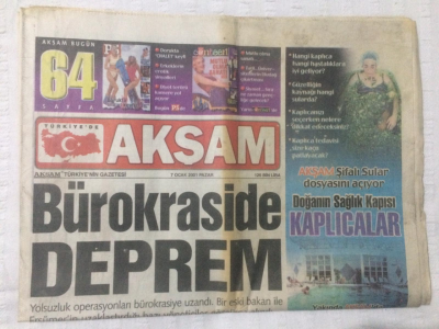 Akşam Gazetesi 7 Ocak 2001 - Mehmet Ali Benden İkiz Bebek İstedi,Saddam Ölmediğini İspatladı - GZ17490 - 2