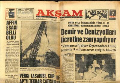 Akşam Gazetesi 7 Şubat 1963 - Vergi Tasarısı CHP İle APyi Tekrar Çatıştırdı GZ97656 - 1