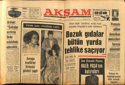 Akşam Gazetesi 8 Ekim 1967 - Bozuk Gıdalar Bütün Yurda Tehlike Saçıyor GZ60606 - 1