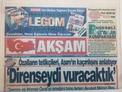 Akşam Gazetesi - 8 Ekim 1994 - Özalın Tetikçileri Asımın Kaçırılışını Anlatıyor Direnseydi Vuracaktık GZ46819 - 1