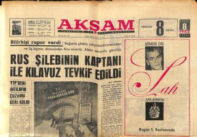 Akşam Gazetesi 8 Eylül 1963 - Rus Şilebinin Kaptanı İle Kılavuz Tevkif Edildi GZ87889 - 1