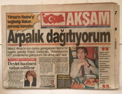 Akşam Gazetesi 8 Haziran 1996 - Kanal Dye 1 Günlük Kapatma GZ7259 - 2