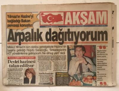 Akşam Gazetesi 8 Haziran 1996 - Kanal Dye 1 Günlük Kapatma GZ7259 - 1