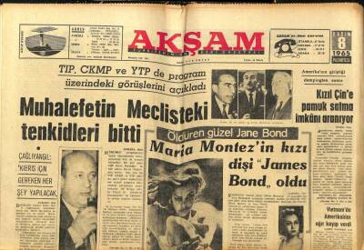 Akşam Gazetesi 8 Kasım 1965 - Öldüren Güzel Jane Bond GZ97806 - 1
