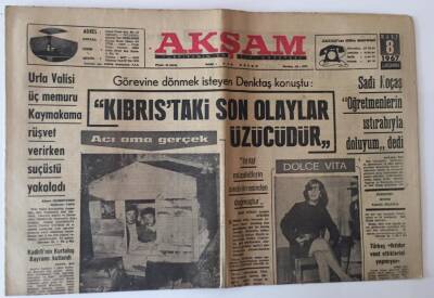 Akşam Gazetesi 8 Mart 1967 - Görevine Dönmek İsteyen Denktaş Konuştu, Kıbrıstaki Son Olaylar Üzücüdür GZ11952 - 2