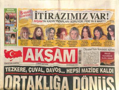 Akşam Gazetesi 8 Mart 2009 - Arif Doğan Yoğun Bakımda - Diyanetten Feminist Açılım GZ100002 - 2