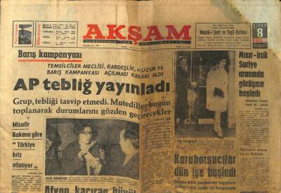 Akşam Gazetesi 8 Nisan 1963 - AP Tebliğ Yayınladı GZ97766 - 1