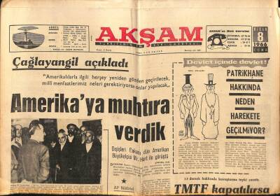 Akşam Gazetesi 8 Nisan 1966 - Orhan Kemalin 30.Yıl Jübilesi Yapıldı - Amerikaya Muhtıra Verdik GZ92209 - 1