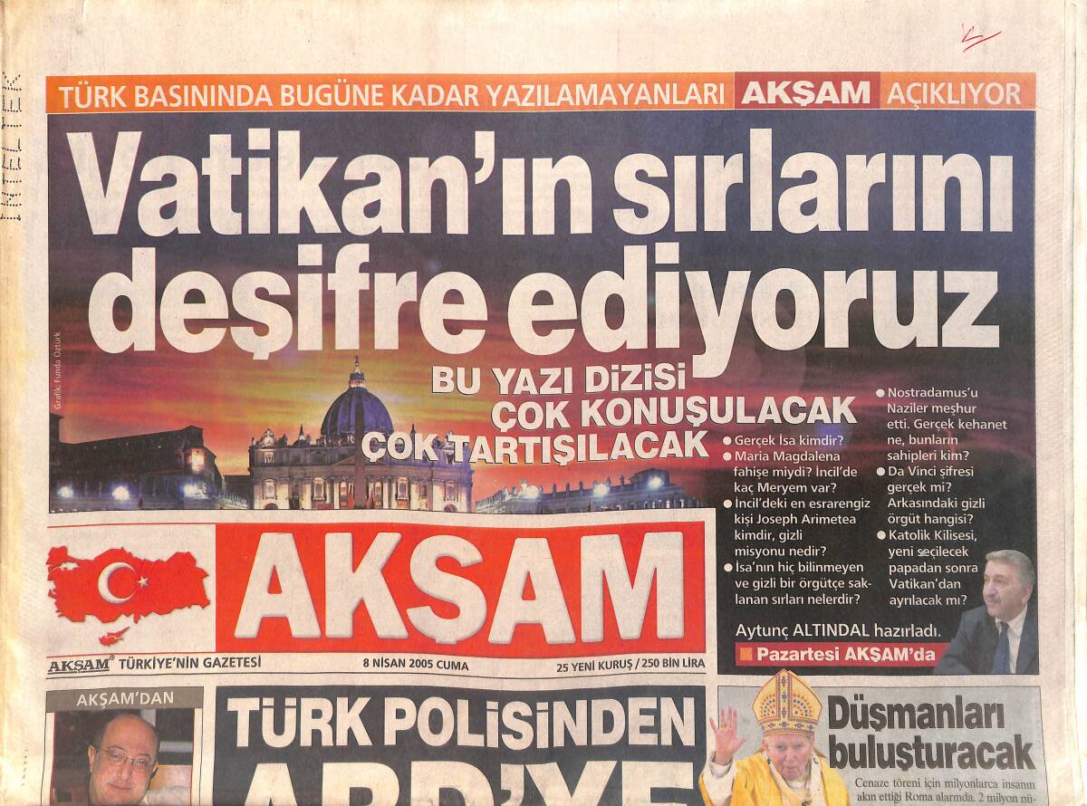 Akşam Gazetesi 8 Nisan 2005 - Galatasaray'dan Ribery'ye Müthiş Teklif - Sakıp Ağa Bir Yıl Sonra Hem Ağlattı Hem Güldürdü GZ2870 - 1
