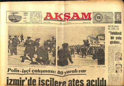 Akşam Gazetesi - 8 Şubat 1966 - Kolera Salgını Sınırımızı Geçti GZ99698 - 1