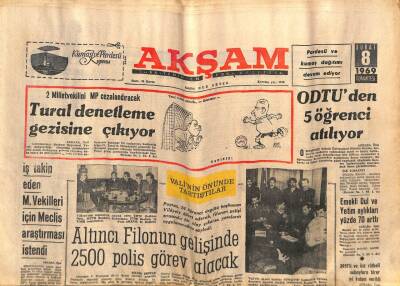 Akşam Gazetesi 8 Şubat 1969 - ODTÜden 5 Öğrenci Atılıyor GZ82317 - 1
