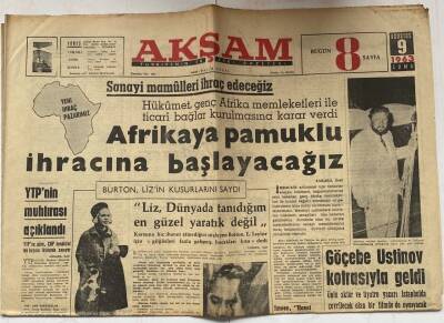 Akşam Gazetesi 9 Ağustos 1963 - Afrikaya Pamuklu İhracına Başlayacağız GZ60661 - 1