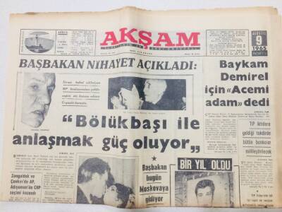 Akşam Gazetesi 9 Ağustos 1965 - Başbakan Moskovaya Gidiyor GZ53263 - 1