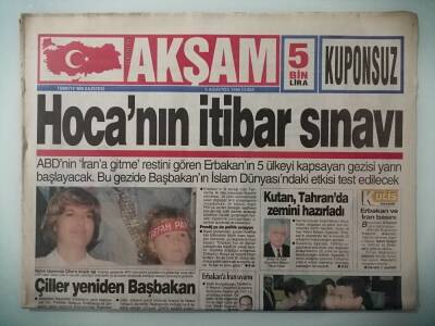 Akşam Gazetesi 9 Ağustos 1996 Kutan Tahranda Zemini Hazırladı -GZ33061 - 1