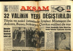 Akşam Gazetesi 9 Ekim 1962 - 32 Valinin Yeri Değiştirildi GZ60632 - 2