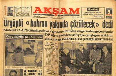 Akşam Gazetesi - 9 Haziran 1962 - Ürgüplü Buhran Yakında Çözülecek Dedi GZ99758 - 1