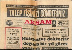 Akşam Gazetesi 9 Haziran 1970 - Mütehassız Doktorlar Doğuda Bir Yıl Görev Yapacak GZ66225 - 1