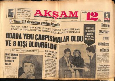 Akşam Gazetesi 9 Mart 1964 - Adada Yeni Çarpışmalar Oldu Ve 8 Kişi Öldürüldü GZ92268 - 1