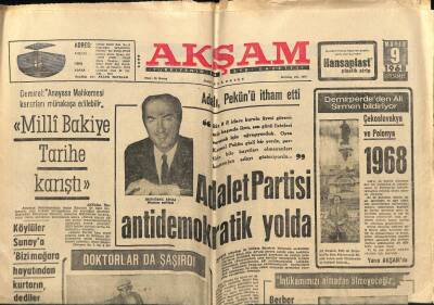 Akşam Gazetesi 9 Mayıs 1968 - Çekoslovakyadaki Demokratlaştırma Sovyetlerin Hoşuna Gitmiyor GZ76315 - 1