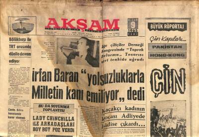 Akşam Gazetesi 9 Nisan 1965 - Bölükbaşı İle TRT Arasında Düello Devam Ediyor - Lady Chinchilla İle Arkadaşları Boy Boy Poz Verdi GZ92454 - 1