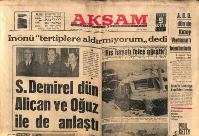 Akşam Gazetesi 9 Şubat 1965 - İzmire 22 Yıldan Beri İlk Defa Dün Kar Yağdı GZ87865 - 1
