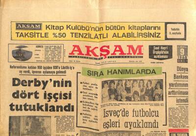 Akşam Gazetesi - 9 Temmuz 1968 - Derbynin 4 İşçisi Tutuklandı GZ99860 - 1