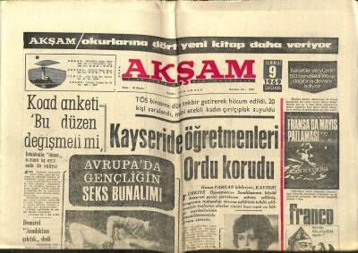 Akşam Gazetesi 9 Temmuz 1969 - Kayseride Öğretmenleri Ordu Korudu GZ97776 - 1