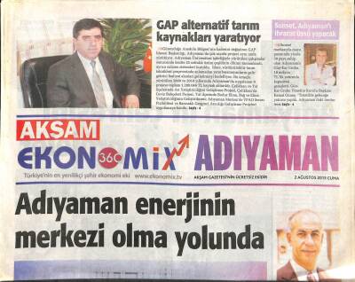 Akşam Gazetesi Adıyaman Eki 2 Ağustos 2013 - Adıyaman Enerji Merkezi Olma Yolunda GZ104495 - 1