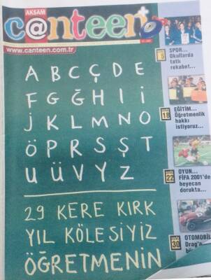 Akşam Gazetesi Canteen Eki 20 Kasım 2000 - Ticarethane Değil Dersane GZ40357 - 1