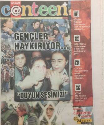 Akşam Gazetesi Canteen Eki 9 Ekim 2000 - Gençler Haykırıyor,Duyun Sesimizi GZ34854 - 1