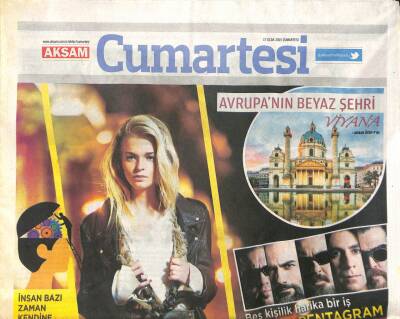 Akşam Gazetesi Cumartesi Eki 17 Ocak 2015 - Avrupanın Beyaz Şehri Viyana GZ105688 - 1