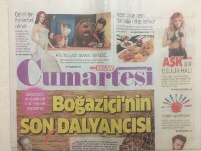 Akşam Gazetesi Cumartesi Eki 6 Ağustos 2016 - Boğaziçinin Son Dalyancısı GZ29177 - 1