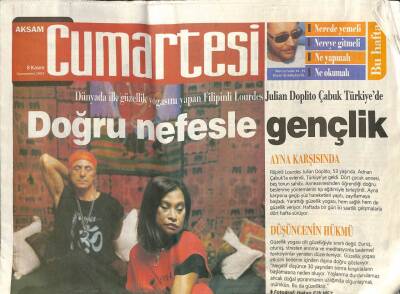 Akşam Gazetesi Cumartesi Eki 8 Kasım 2003 - Dünyada İlk Güzellik Yogasını Yapan Filipinli Lourdes Julian Doplito Çabuk Türkiyede GZ113515 - 1