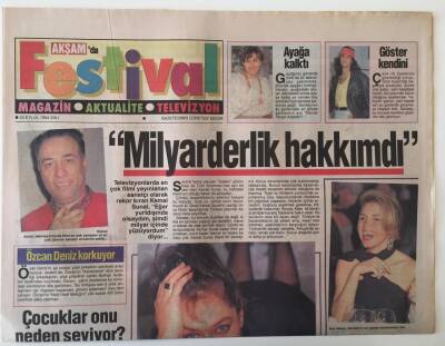 Akşam Gazetesi Festival Eki 20 Eylül 1994 - Kemal Sunal En Çok Filmi Yayınlananlar Arasında Yurdışında Olsaydım Milyar İçinde Yüzüyordum Diyor , Hülya Avşarın Yeni Kaseti GZ20491 - 1