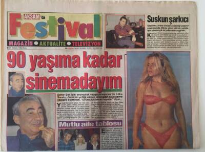 Akşam Gazetesi Festival Eki 27 Eylül 1994 - Şener Şen 90 Yaşına Kadar Sinemadayım Diyor , Yeşim Salkım Şöhreti Babasına Yaradı GZ20490 - 1
