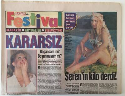 Akşam Gazetesi Festival Eki 29 Eylül 1994 - Emel Sayın Eşi David Younnes İle Evliliği Konusunda Kararsız , Seren Serengil Kilo Derdi GZ20487 - 1