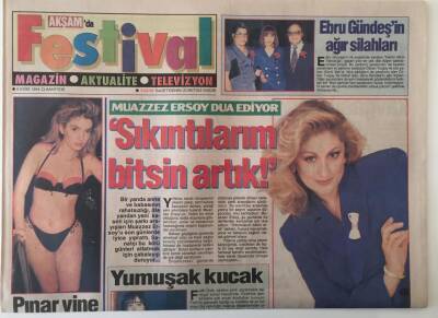 Akşam Gazetesi Festival Eki 8 Ekim 1994 - Ebru Gündeşin Ağır Silahları , Muazzez Ersoy Dua Ediyor Sıkıntılarım Bitsin Artık GZ20484 - 1