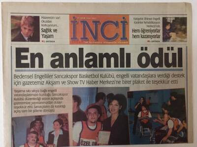 Akşam Gazetesi İnci Eki - 17 Ekim 2000 - En Anlamlı Ödül .... GZ25410 - 1