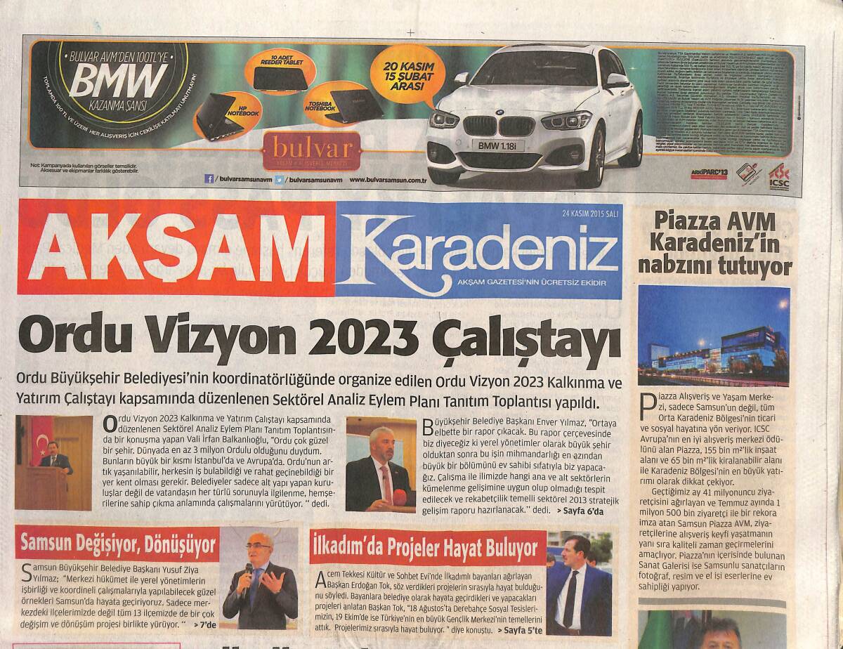 Akşam Gazetesi Karadeniz Eki 24 Kasım 2015 - Giresun'da 20 Bin Fidan Dağıtıldı - Piazza AVM Karadeniz'in Nabzını Tutuyor GZ135955 - 1