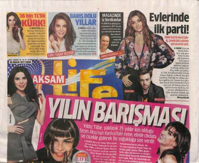 Akşam Gazetesi Life Eki 29 Aralık 2017-Yıldız Tilbe Yaklaşık 25 Yıldır Küs Olduğu Sezen Aksunun Kanlıcadaki Evine ,Elinde Çikolata Ve Çiçekle Gitti GZ80030 - 1