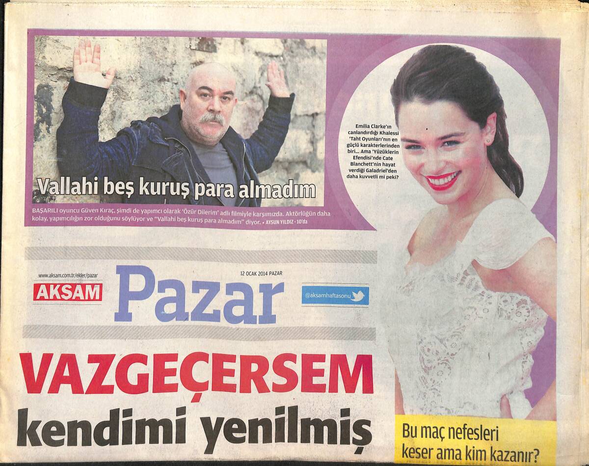 Akşam Gazetesi Pazar Eki 12 Ocak 2914 - Üst Düzey Yöneticiler Gülle Atacak - Minibüste Karşılaştığımız 10 Tip GZ136281 - 1