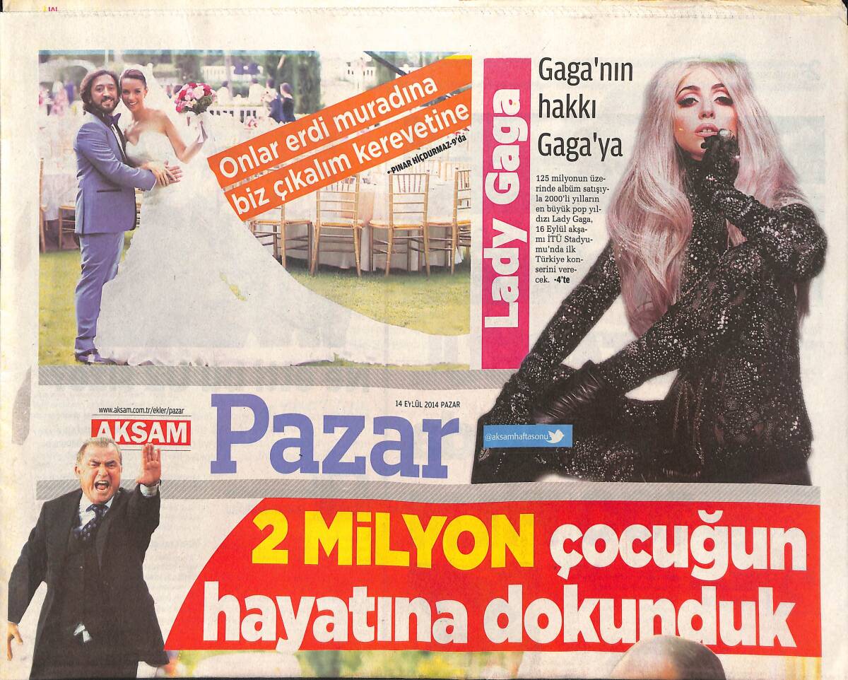Akşam Gazetesi Pazar Eki 14 Eylül 2014 - Gaga'nın Hakkı Gaga'ya - Kumaş Bile DNA'yı Etkiliyor GZ135927 - 1