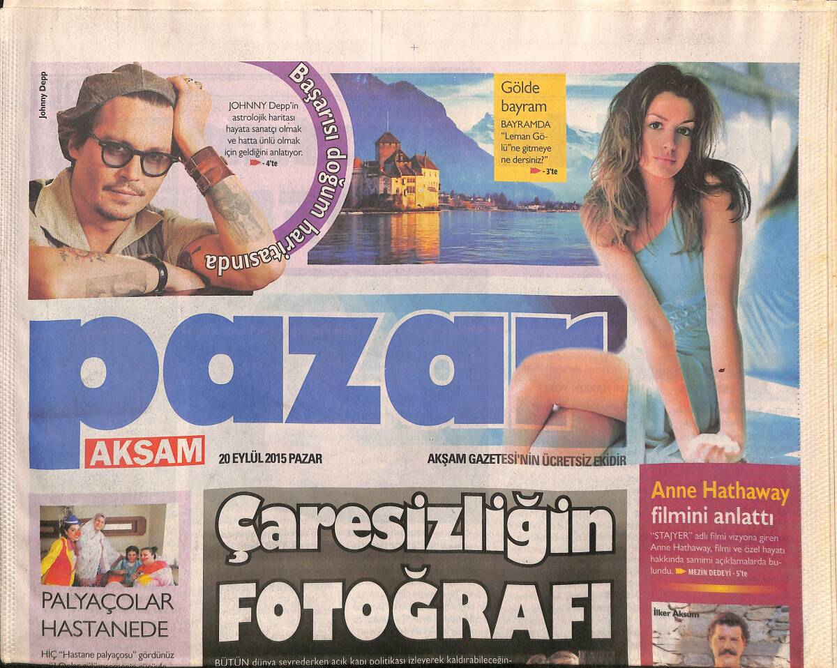 Akşam Gazetesi Pazar Eki 20 Eylül 2015 - Serenay Sarıkaya Ve Kerem Bürsin'in İlişkileri Bitecek GZ160031 - 1