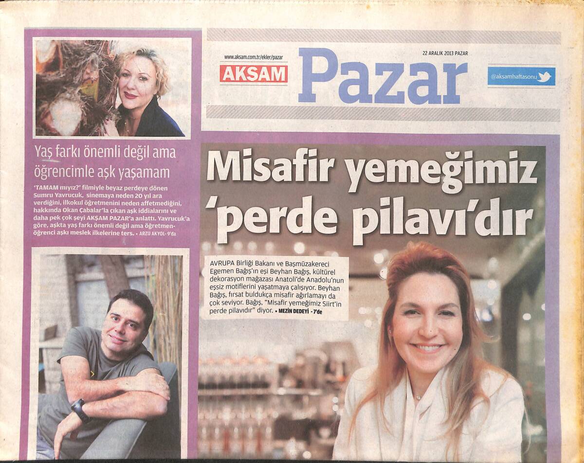 Akşam Gazetesi Pazar Eki 22 Aralık 2013 - Sumru Yavrucuk : Yaş Farkı Önemli Değil Ama Öğrencimle Aşk Yaşamam! GZ137169 - 1