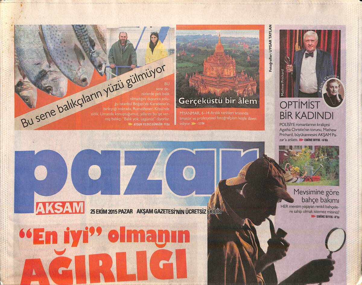 Akşam Gazetesi Pazar Eki 25 Ekim 2015 - En İyi Olmanın Ağırlığı * Marliyn Monroe - Kurt Cobain GZ159967 - 1