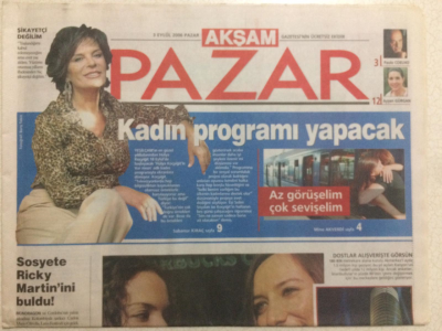 Akşam Gazetesi Pazar Eki 3 Eylül 2006 - Hülya Koçyiğit Program Yapacak GZ24657 - 1