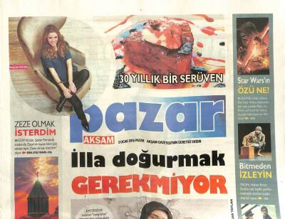 Akşam Gazetesi Pazar Eki 3 Ocak 2016 - Flörtten Albüm Öncesi Sürpriz GZ107463 - 1