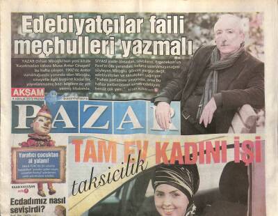 Akşam Gazetesi Pazar Eki 9 Aralık 2012 - Edebiyatçılar Faili Meçhulleri Yazmalı GZ116904 - 1
